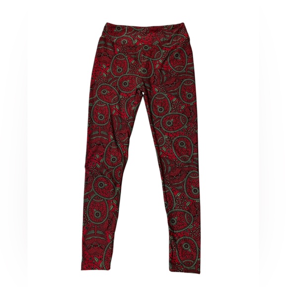 LuLaRoe Red and Black Patterned Leggings One Size - Picture 3 of 5